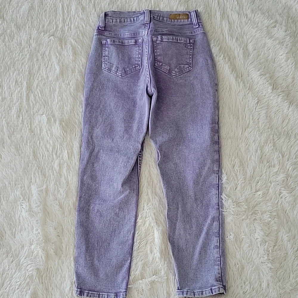 Justice Jeans Bundle 3 Pairs Size 12 Slim Mini Mom Dark, Flippy Sequins, Purple